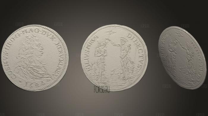 Монета Медичи 1684 года 3d stl модель для ЧПУ